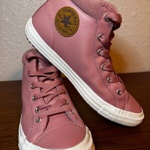 Converse Chuck Taylors High-Top Sneakers Shoes - Pink Leather